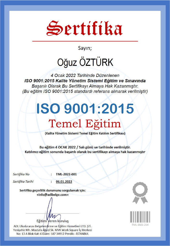 ISO Sertifikası - 1