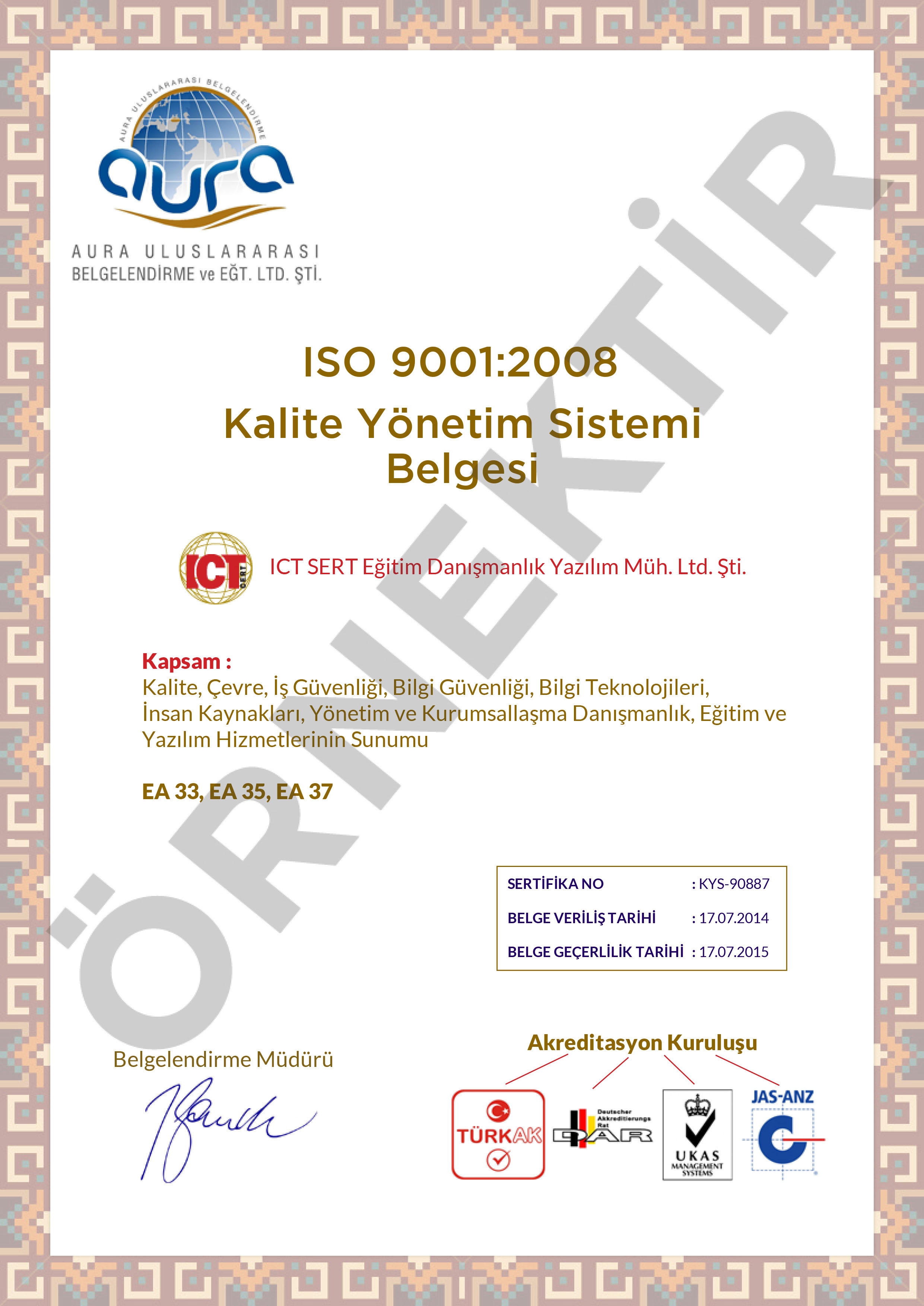 ISO Sertifikası - 2